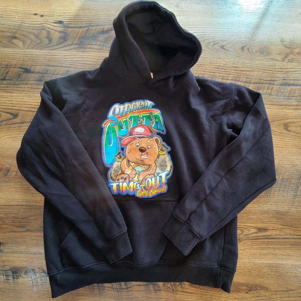 Game Changer$ Straight Outta Time-Out Kids Large Black Sweatshirt Hoodie